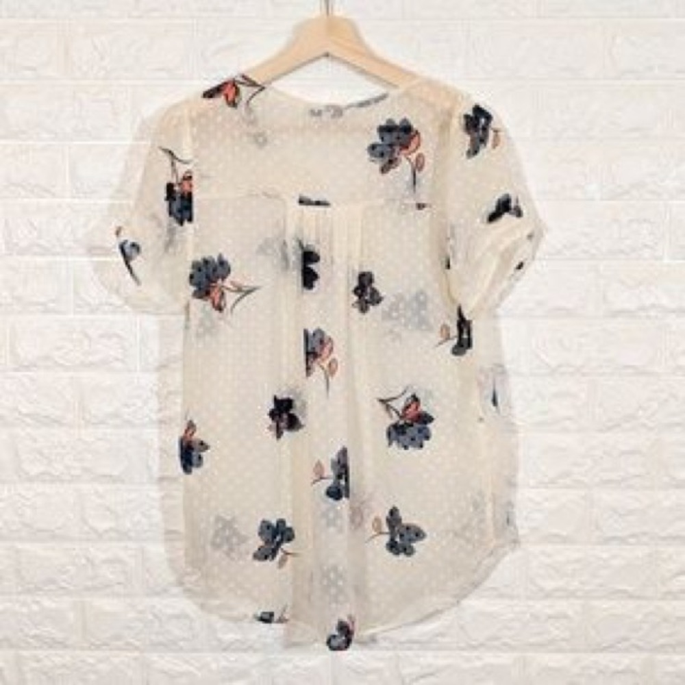 Cream Floral Sheer Blouse